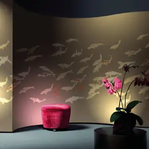 鱼设计镀金无纺布手绘壁纸中国