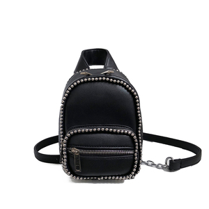 Dropship <strong>Petit</strong> Sac a Dos Femme En Cuir Rouge Red Leather Rivet Trim Small <strong>Backpack</strong> - Product Image 2