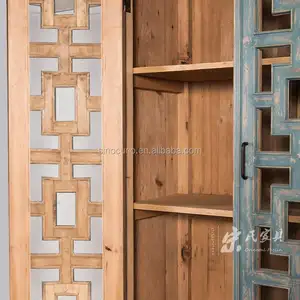 Estante de madera reciclada para sala de estar, vitrina de estilo antiguo francés, industrial, Chino