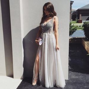 Guangzhou Grigio Sexy Low Back <span class=keywords><strong>Abiti</strong></span> Da Sera Delle Donne <span class=keywords><strong>Abiti</strong></span> - Product Image 1