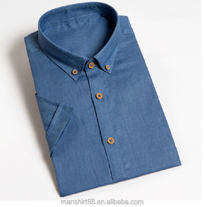2019 venta al por mayor mejor calidad 100% algodón de manga corta de trabajo camisa <span class=keywords><strong>denim</strong></span> - Product Image 1