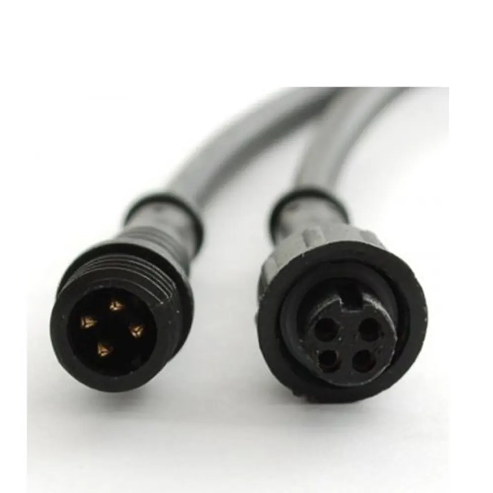 18AWG Wire Gauge Male Female Plug 4 Pin Waterproof Male Female Connector Cable for RGB LED Strip with Rubber