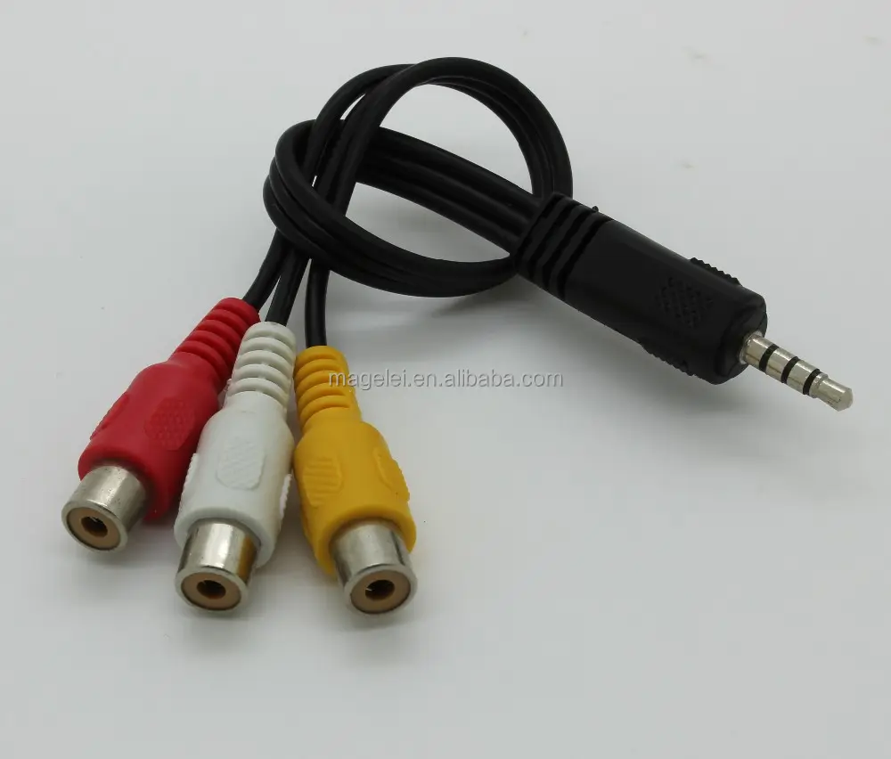 short aux splitter cable! 3.5mm 4-pole male to 3 RCA female splitter Audio Video cable