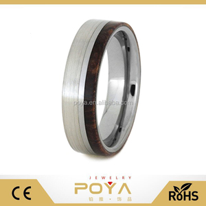 POYA Bijoux De Tungstène Wedding Band Avec Titane et bois de Rose, Pour Elle Et Lui Bande De Mariage - Product Image 1