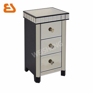 3 cajones <span class=keywords><strong>champagne</strong></span> espejo gabinete negro con patas de madera - Product Image 6