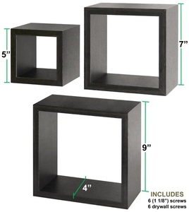 Étagère <span class=keywords><strong>murale</strong></span> flottante carrée <span class=keywords><strong>en</strong></span> <span class=keywords><strong>bois</strong></span>, organisateur <span class=keywords><strong>en</strong></span> forme de cube - Product Image 4