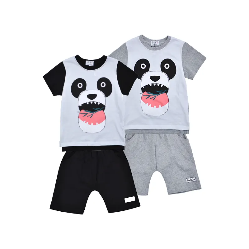 En gros top qualité 100% coton enfants portent panda été enfants vêtements