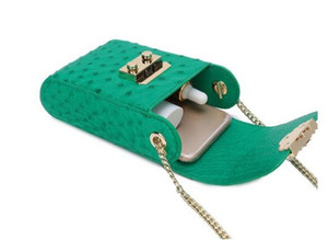 Portafoglio <span class=keywords><strong>cellulare</strong></span> in vera pelle borsa a tracolla in finta pelle di struzzo con tracolla a catena - Product Image 6