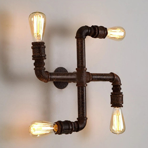 Fer moderne d'eau indien applique murale <span class=keywords><strong>pipe</strong></span> industrielle tuyau de fer lumière edison de haut en bas murale - Product Image 4