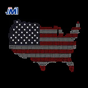 July 4th American map flag rhinestone transfer for National Celebration