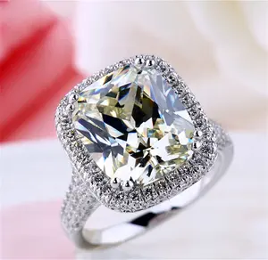 Bague de mariage de fiançailles, nouveau bijou à la mode, coussin découpé 10 carats, pierre de Zircon, couleur or blanc 14kt