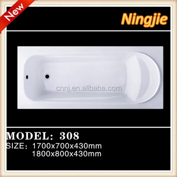 low price bathtub comfortable hotel drop in acrylic bath tub  308A 