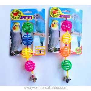 有趣的塑料鸟玩具，空心球链鹦鹉