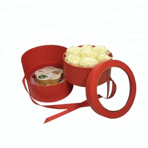Su misura a doppio strato regalo fiore rotondo scatola con coperchio IN PVC trasparente - Product Image 2