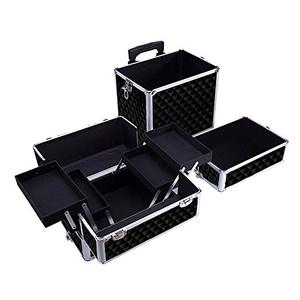 Diamant Noir En Aluminium Verrouillable Roulant Étui De Train De Maquillage <span class=keywords><strong>Esthéticienne</strong></span> Artiste Bijoux Chariot De Maquillage Étui De Voyage avec 2 Roues - Product Image 2