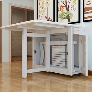 Nordic Style Modern <strong>White</strong> Dinner Room Furniture <strong>4</strong> <strong>Chairs</strong> Space Saving Foldable <strong>Dining</strong> Tables <strong>Set</strong> - Product Image 3