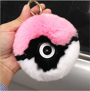 Yongze real conejo piel bola llavero conejo POM redondo bola de peluche Pokemon Custom souvenir llavero fabricantes en China - Product Image 3