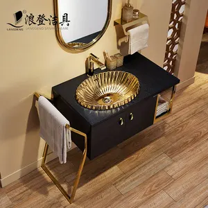 Diseño personalizado hotel pequeño de baño de acero inoxidable del Gabinete de la vanidad con lavabo
