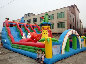 Bán Giá Rẻ Khủng Long Rừng Nhiệt Đới Hai Làn Trượt Bơm Hơi Khô/Thế Giới Khủng Long <span class=keywords><strong>Inflatable</strong></span> Bouncy Castle Trượt/Khủng Long Trượt - Product Image 2