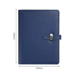 Cuaderno de negocios con logotipo personalizado a5, libreta de cuero pu recargable, clásico, con encuadernación de hojas sueltas, diario de empresa con hebilla para regalo