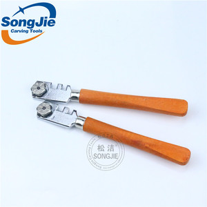Couteau allemand de coupe de verre en carbure/outils de coupe de verre/manche en bois de haute qualité Coupe-verre à six roues