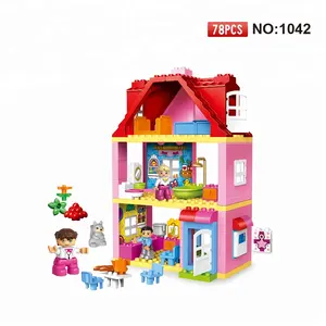 Pasar Fashion Gadis Seri 78Pcs Populer Blok Happy House Permainan Puzzle Blok Bangunan Mainan dengan Legoing Duplo Mainan