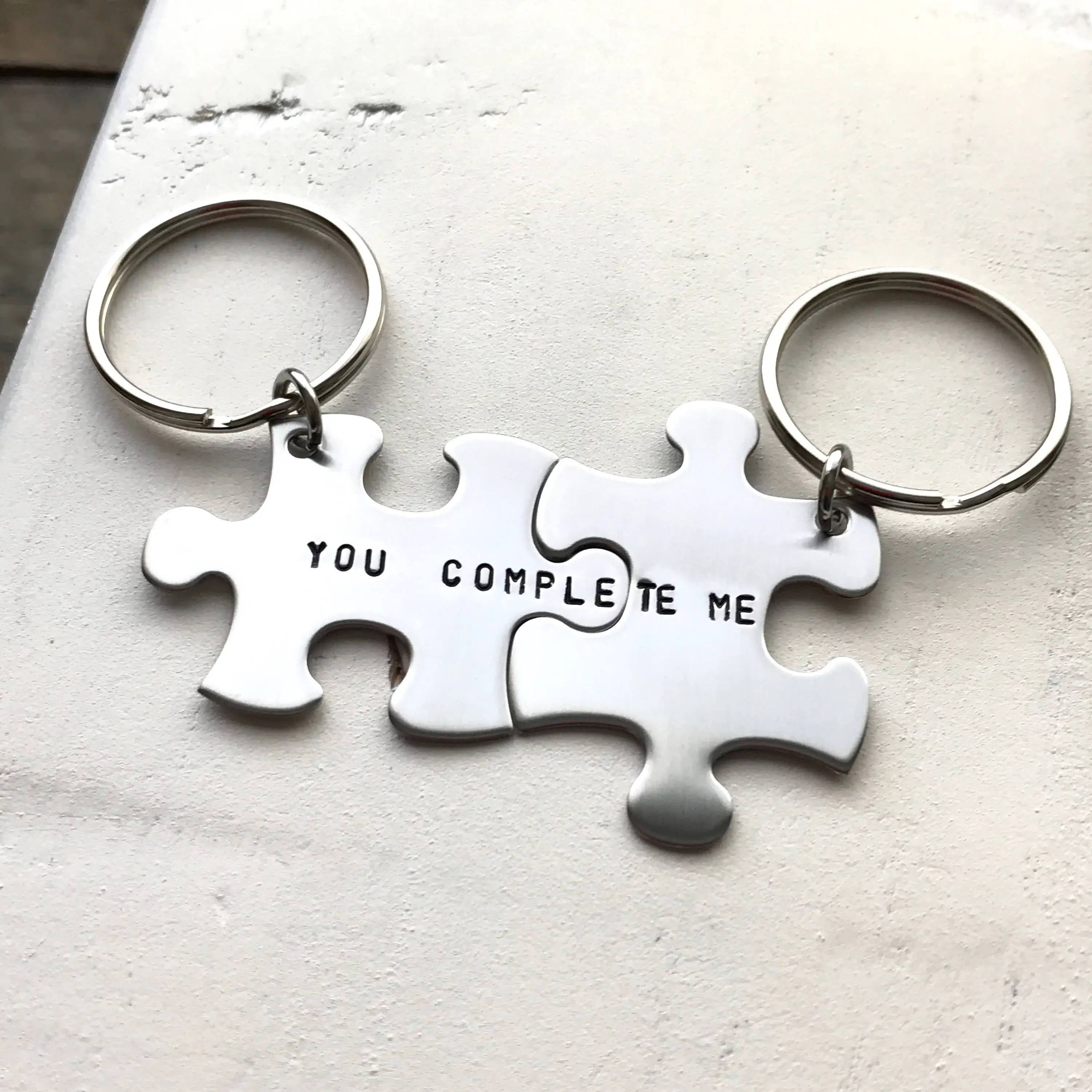Personalised Couples Key Ring Set Valentines Day Gift Wedding Present Jigsaw Puzzle Piece Keyrings