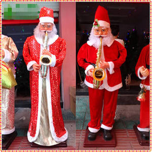 Decoración al aire libre de alta calidad jugando saxofón vida tamaño de Papá Noel para la Navidad - Product Image 4