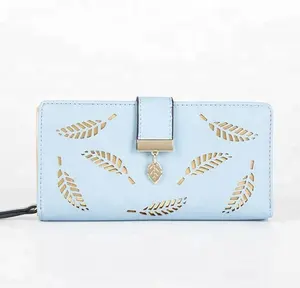 B2C Shopping website hot sell laser cut out leaf women wallet cheap price