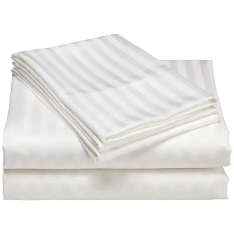 Hotel 100% algodón sateen stripe king size sábana de cama plana