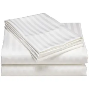 Hotel 100% cotton sateen stripe king size flat bed sheet