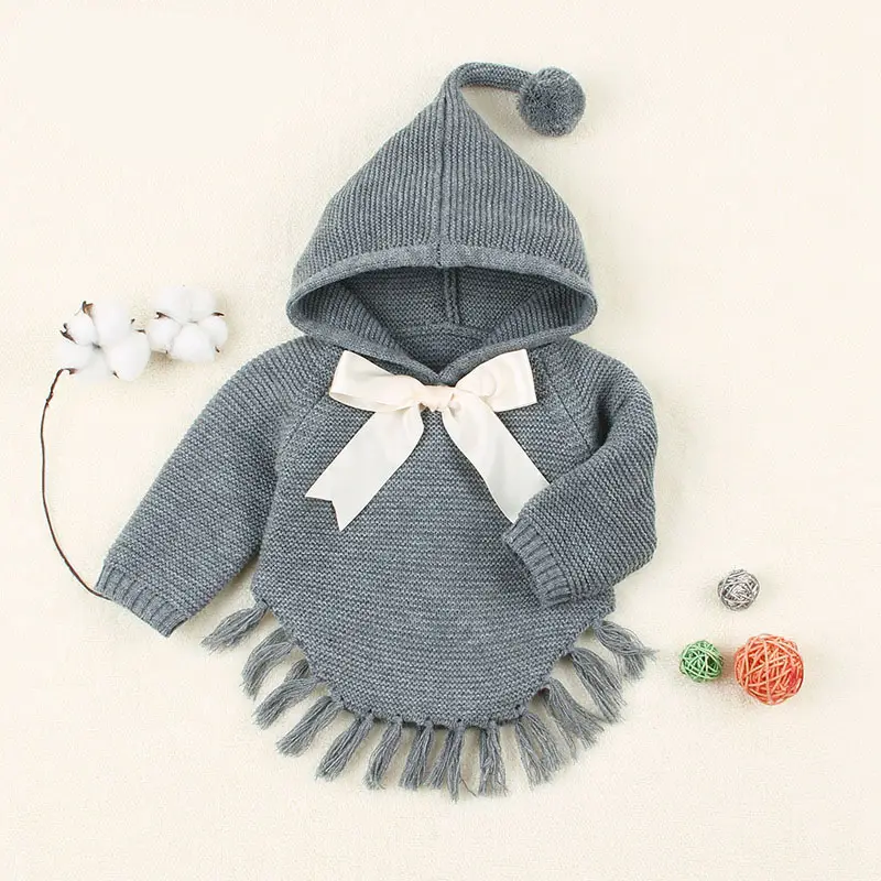 Bambino di Lavoro A Maglia del Cardigan Della Ragazza di Inverno Caldo Appena Nato Infantile Maglioni di Moda A Maniche Lunghe Con Cappuccio del Rivestimento del Cappotto Abbigliamento Per Bambini Abiti