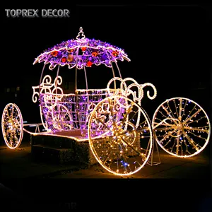 クリスマスの屋外装飾ライトアップ中古LED 3Dパンプキン馬車と馬の彫刻