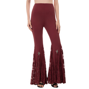SD donna Vintage stile gotico Steampunk pizzo Patchwork pantaloni a zampa pantaloni SL000048 - Product Image 4