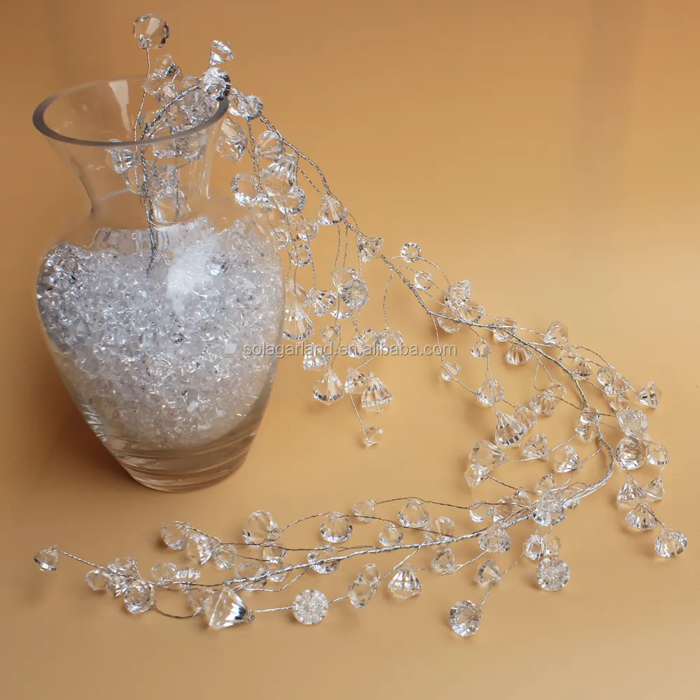 Fabrik Großhandel Kunststoff Diamant form Facettierte Perle Zweig Wired Spray für Holiday Time Ornament