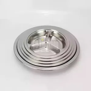 GUANGDONG KINGKONG 3 compartment stainless steel round food tray for school kids