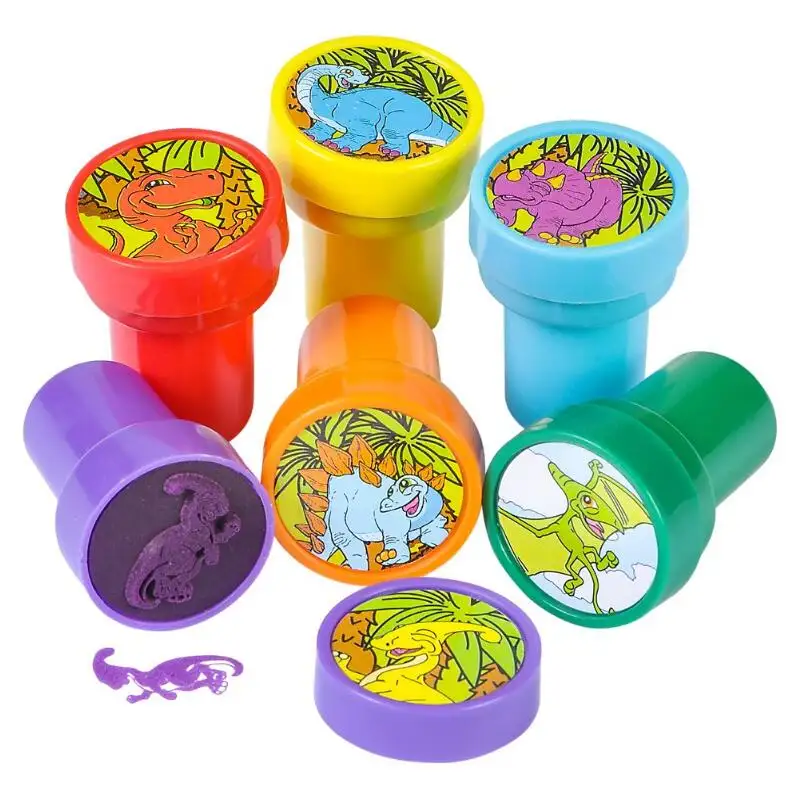 Kids Cartoon Dinosaur Animal Self Inking Stempel Kleine Plastic Promotie Speelgoed Stempel Set Voor Leraar Kinderen