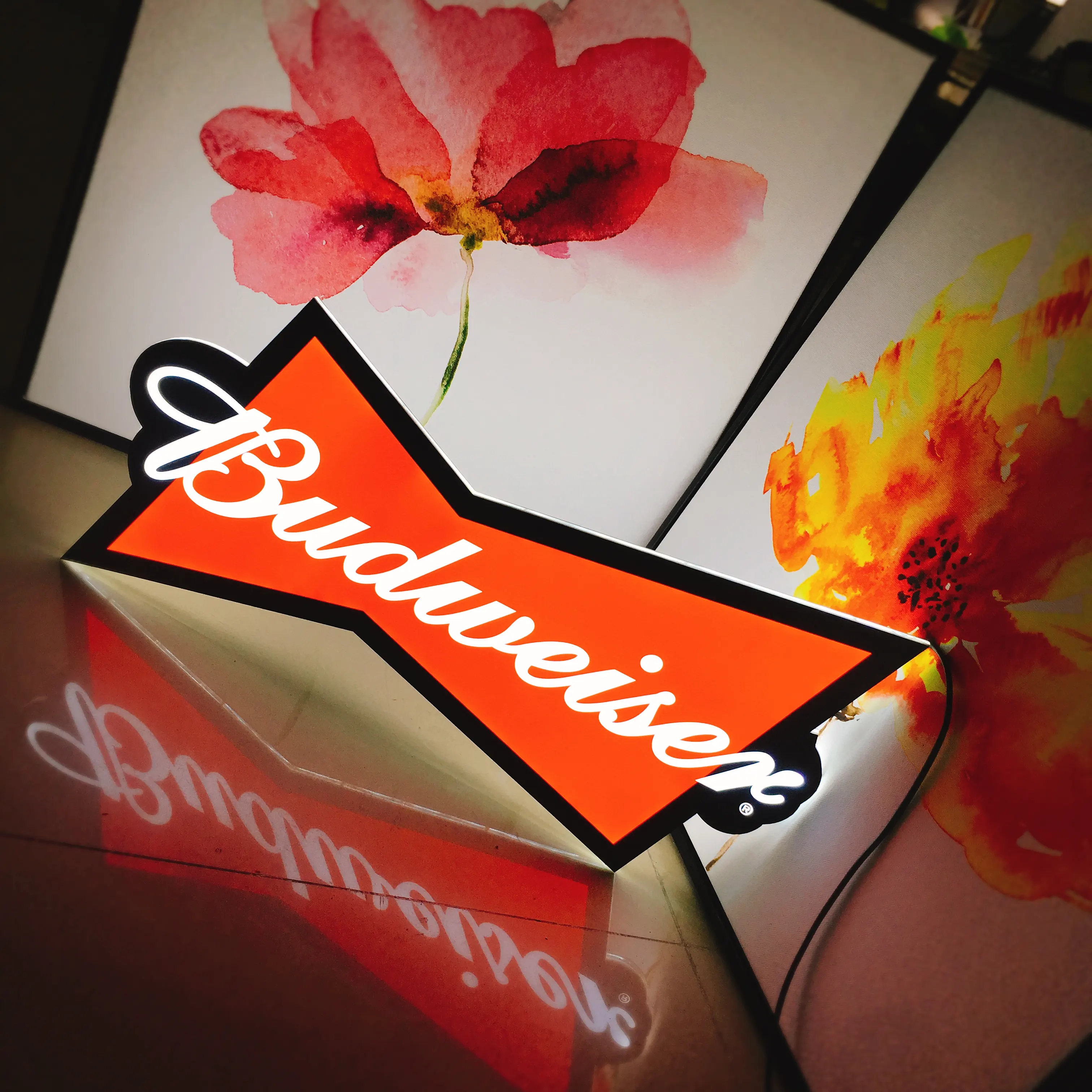 Indoor wall mounted light box led sign board for Budweiser