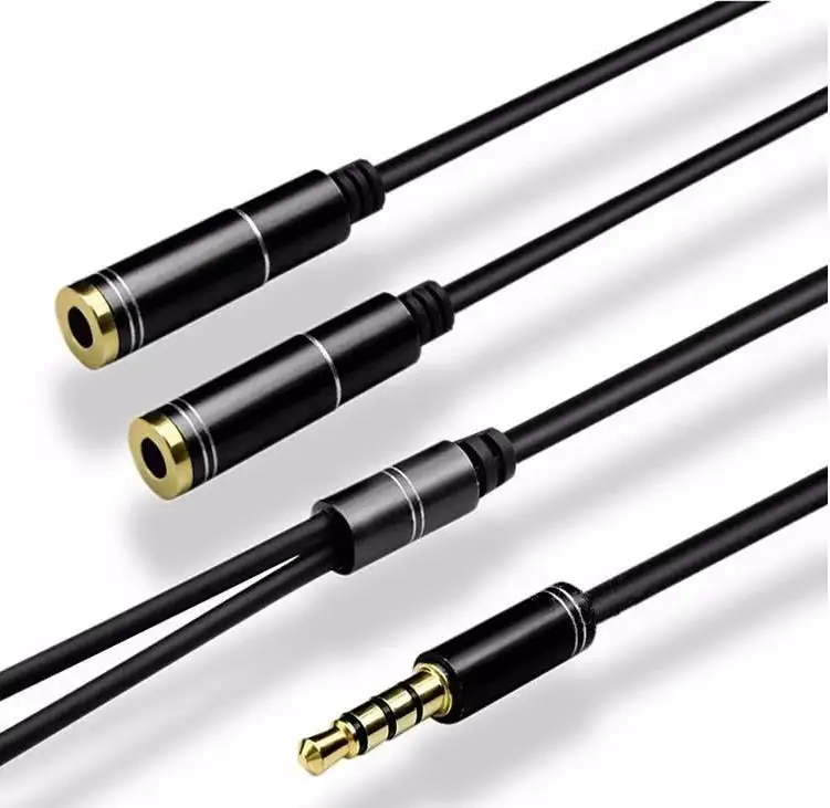 Hoge Kwaliteit Audio 3.5Mm Male Naar Dual Vrouwelijke Hoofdtelefoon Microfoon Luidspreker Connector Plug 1 Naar 2 Y Splitter Adapter kabel