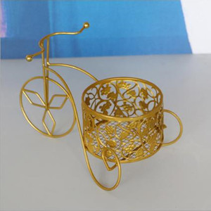 Golden <strong>bicycle</strong> <strong>flower</strong> pots <strong>stand</strong> metal outdoor garden outdoor decoration and home decoration iron Oulay - Product Image 3