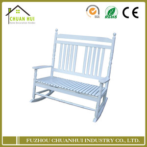 Chine Haut Retour Moderne Blanc <span class=keywords><strong>Bois</strong></span> Double Siège Banc <span class=keywords><strong>Chaise</strong></span> Berçante - Product Image 1