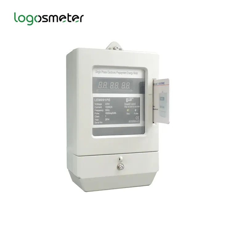 Single Phase Digital Smart Prepaid PLC Energy Meter Electric Power Meter with LCD Display Prepaid operating system