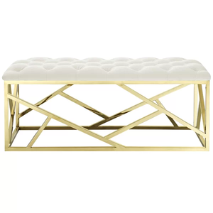 Accent Furniture Bed End Velvet Upholstered Metal Indoor Shoe Bench - Product Image 6