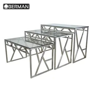 Árabe comedor mesa de espejo de boda rectangular de acero inoxidable de mesa de buffet