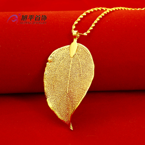 Liontin Daun Pohon Wanita, Keluaran Baru Lapis Emas 24K dari Daun Asli - Product Image 2