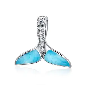 2019 Hot Selling Jewelry Qings Mermaid Tail Charm Bead Pendant 925 Sterling Silver Romantic Gift for Her