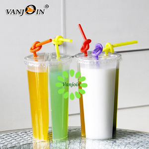 24 oz 700ml Two Drinks <strong>One</strong> <strong>Cup</strong> Twin Split <strong>Cup</strong> PP Plastic <strong>Cups</strong> for Bubble Boba Tea - Product Image 3