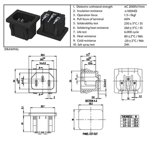 Bent Terminal IEC320 C14 Inlet Power <strong>Plug</strong> Socket - Product Image 5