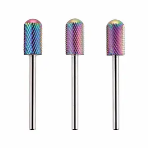 An Toàn Bit Tungsten Carbide Móng Tay Điện Tập Tin Khoan Bit Cho Nail Art Màu Xanh Xi Lanh Carbide 3/32"