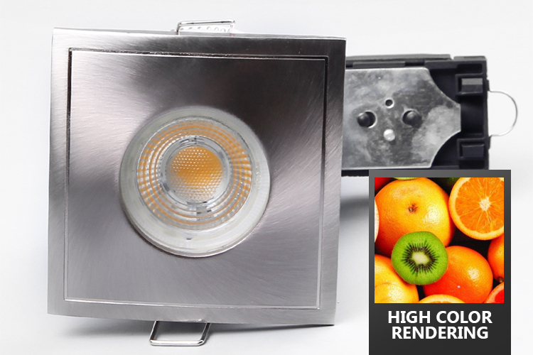 Corridor GU10 LED Downlight Fire Protection 7 W White Square Recessed Spotlight